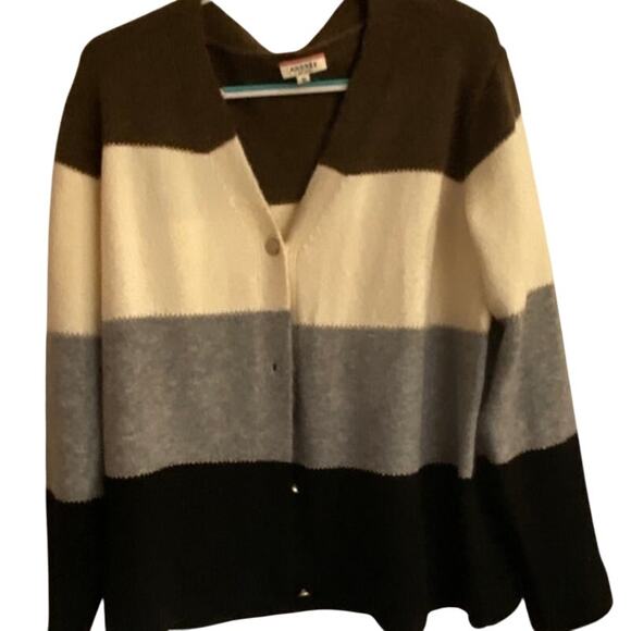 Andree by Unit Color Blocked Cardigan Work Warm Cozy Size 1XL - Picture 2 of 5